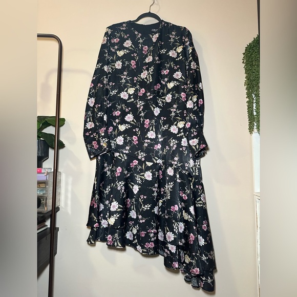 Japparel Y2K Vintage Asymmetrical Whimsigoth Black Floral Dress Size XXL - Picture 2 of 10